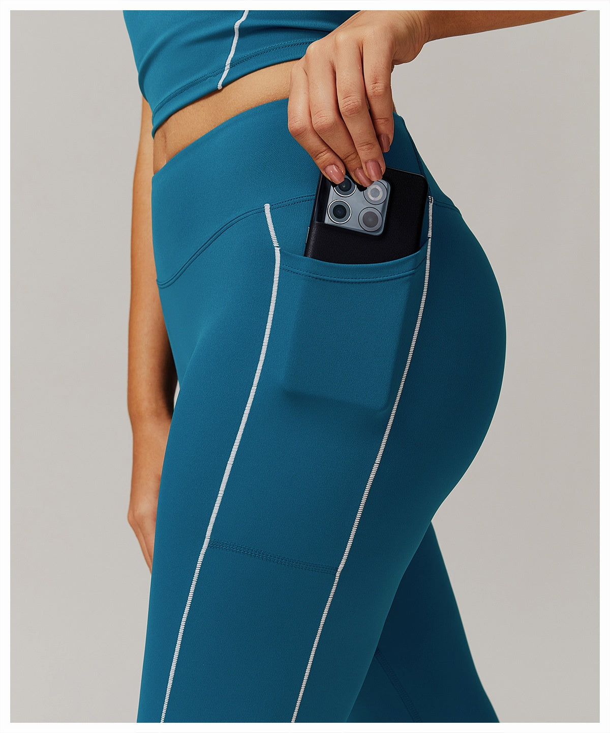 Leggings yoga mujer cintura alta con bolsillos contraste nude - 2 colores nude